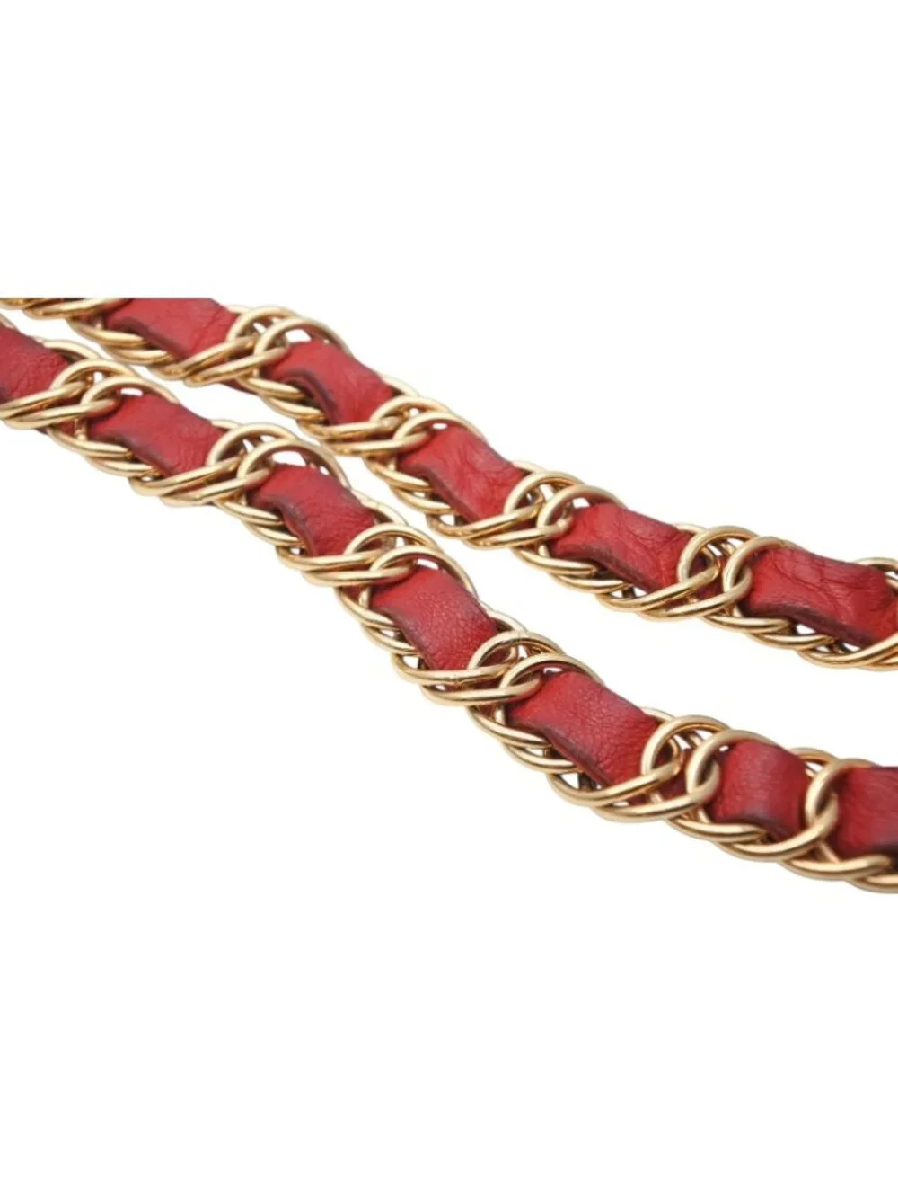Chanel Vintage Chain Belt CC Logo No 5 Leather Metal Gold Plated